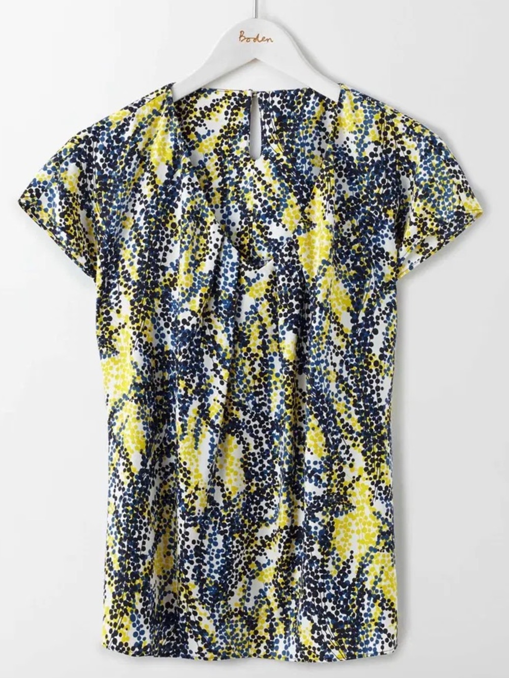 Boden V-Neck Ravello Blouse Short-Sleeve Top Women’s 10 Silk-Blend Business